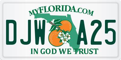 FL license plate DJWA25