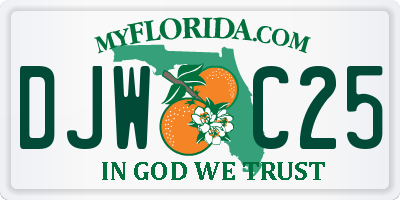FL license plate DJWC25