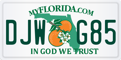 FL license plate DJWG85