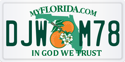 FL license plate DJWM78