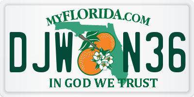 FL license plate DJWN36