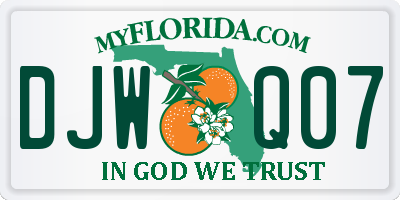 FL license plate DJWQ07