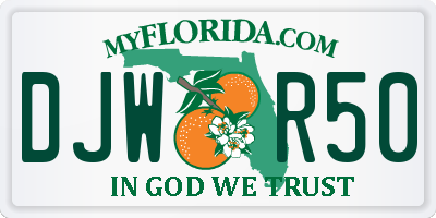 FL license plate DJWR50