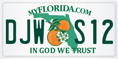 FL license plate DJWS12