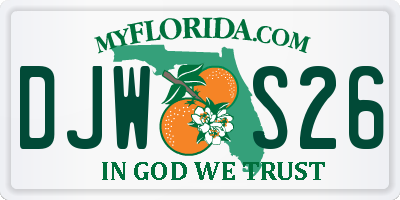 FL license plate DJWS26