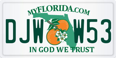 FL license plate DJWW53