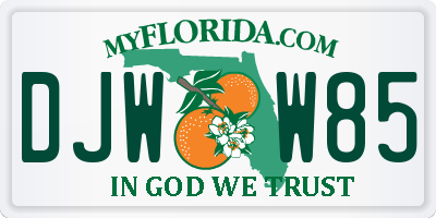 FL license plate DJWW85