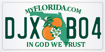 FL license plate DJXB04
