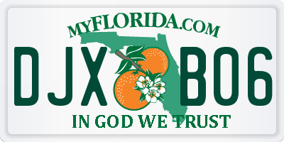 FL license plate DJXB06