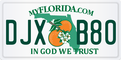 FL license plate DJXB80