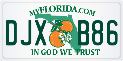 FL license plate DJXB86