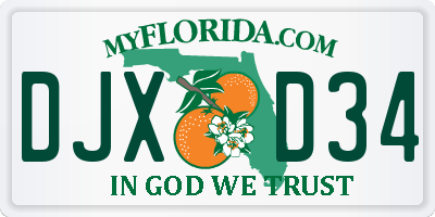 FL license plate DJXD34