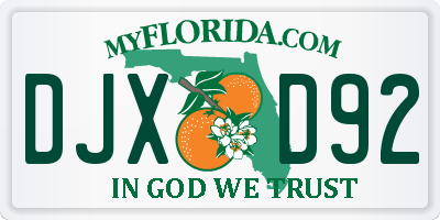 FL license plate DJXD92