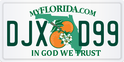 FL license plate DJXD99