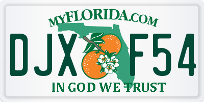 FL license plate DJXF54
