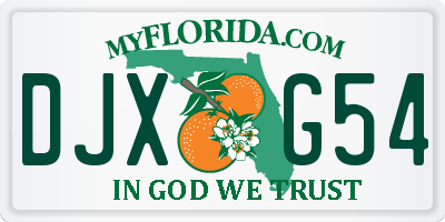 FL license plate DJXG54