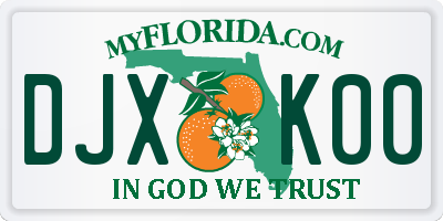 FL license plate DJXK00