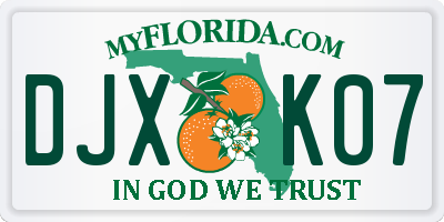 FL license plate DJXK07