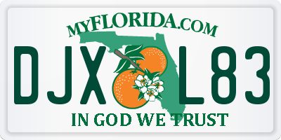 FL license plate DJXL83
