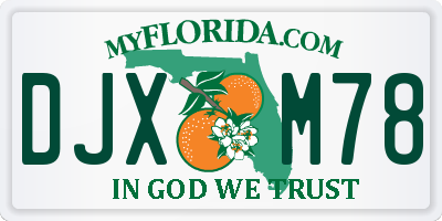 FL license plate DJXM78