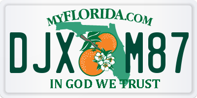 FL license plate DJXM87