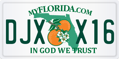 FL license plate DJXX16