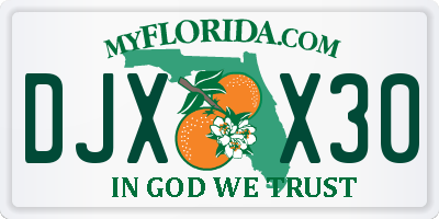 FL license plate DJXX30