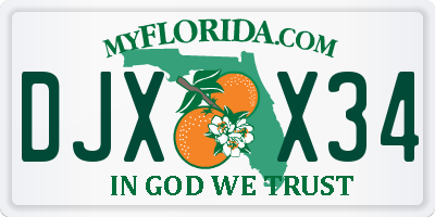 FL license plate DJXX34