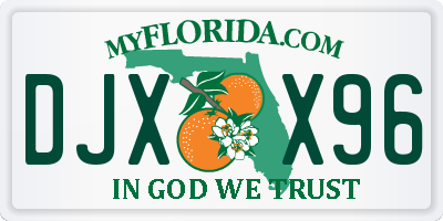 FL license plate DJXX96