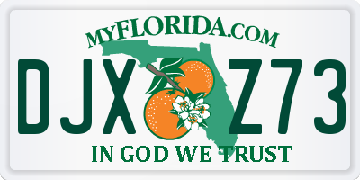 FL license plate DJXZ73