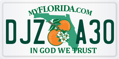 FL license plate DJZA30