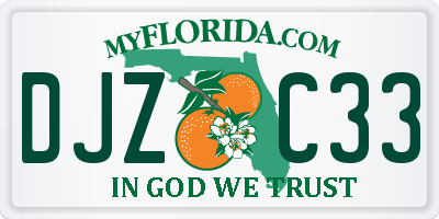 FL license plate DJZC33