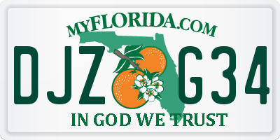 FL license plate DJZG34