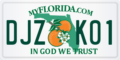 FL license plate DJZK01