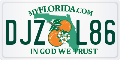 FL license plate DJZL86