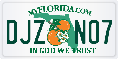 FL license plate DJZN07