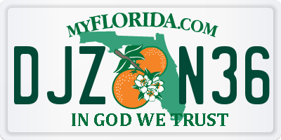 FL license plate DJZN36