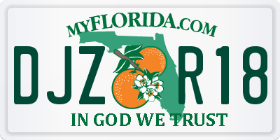 FL license plate DJZR18