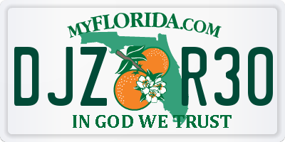 FL license plate DJZR30