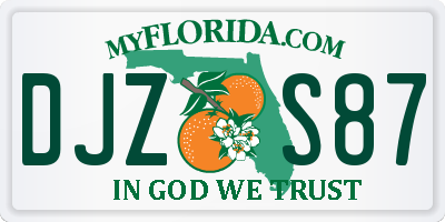 FL license plate DJZS87