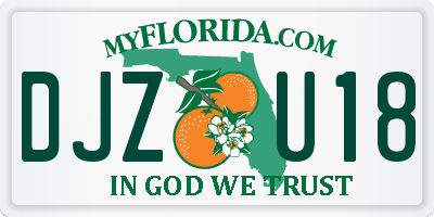 FL license plate DJZU18