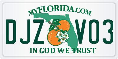 FL license plate DJZV03