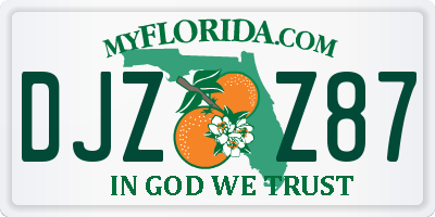 FL license plate DJZZ87