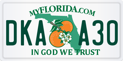 FL license plate DKAA30