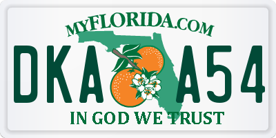 FL license plate DKAA54