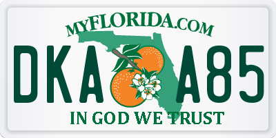 FL license plate DKAA85