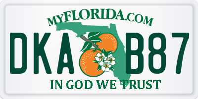 FL license plate DKAB87
