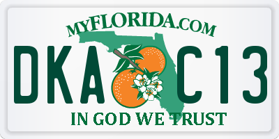 FL license plate DKAC13