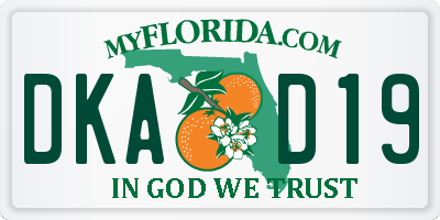 FL license plate DKAD19