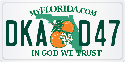 FL license plate DKAD47